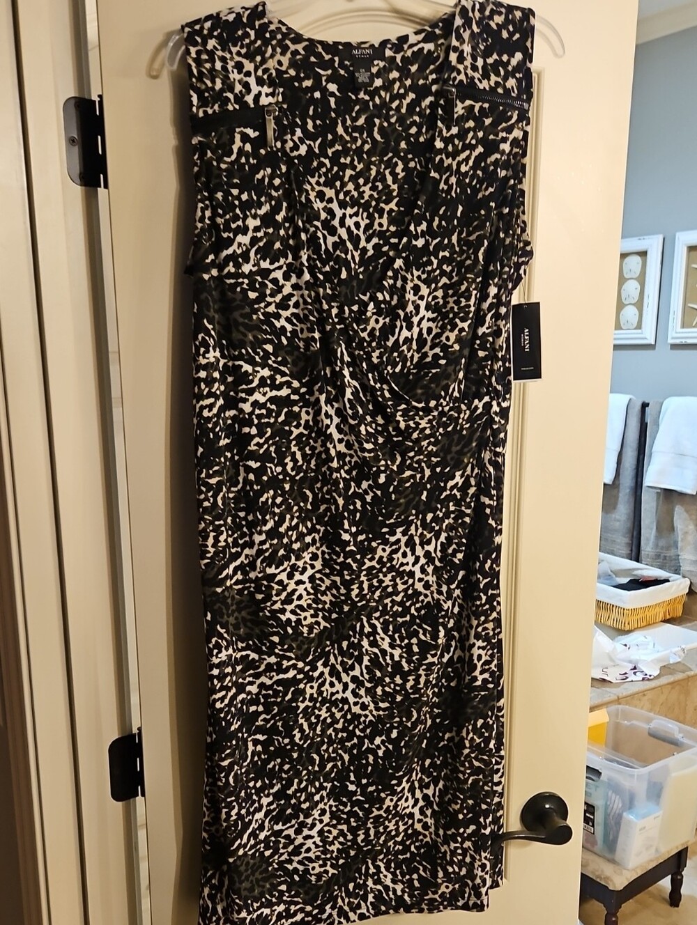Alfani Black and White Cheetah Swirl Print Maxi Dress